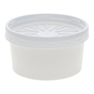 Containers, 8oz White Paper Soup, With Lid